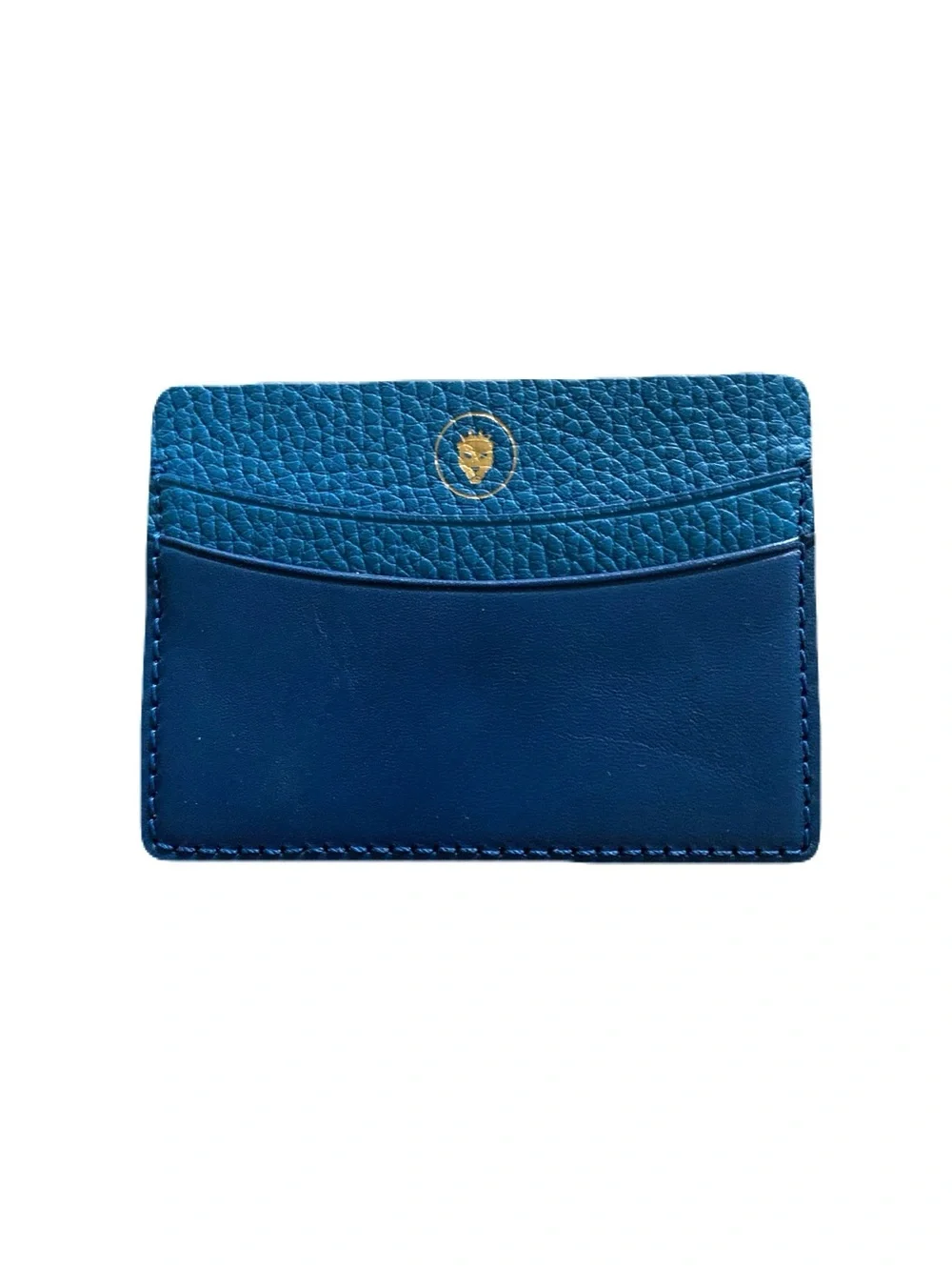 Pebbled Grain & Smooth Genuine Leather Blue 5 Pocket Card Case Unisex  USA Made